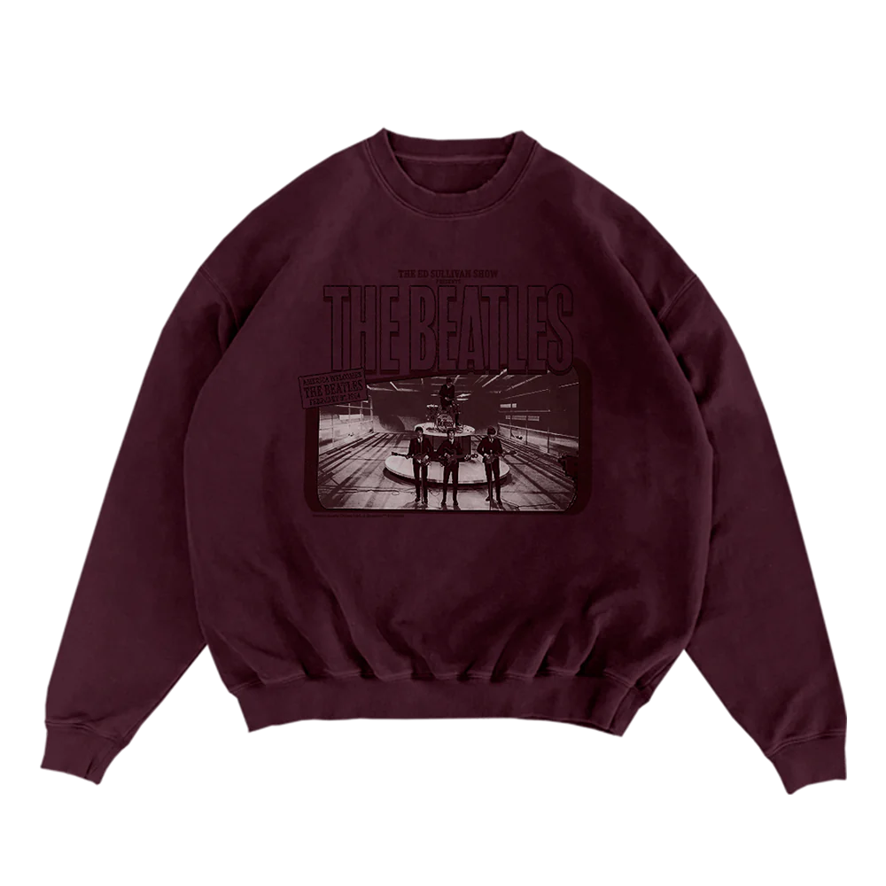 The Beatles - First US Appearance Maroon Crewneck