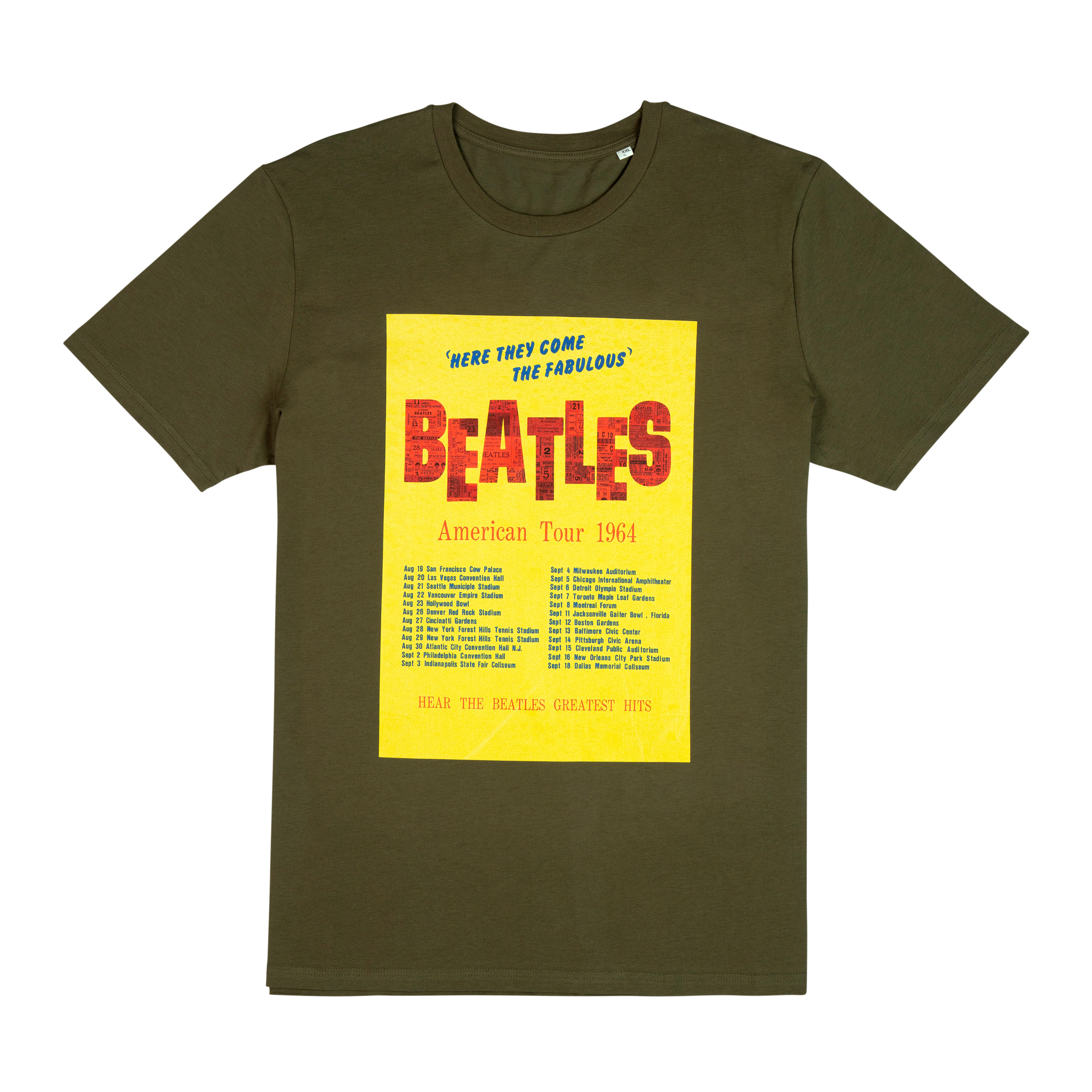 The Beatles - American Tour 1964 Khaki T-shirt