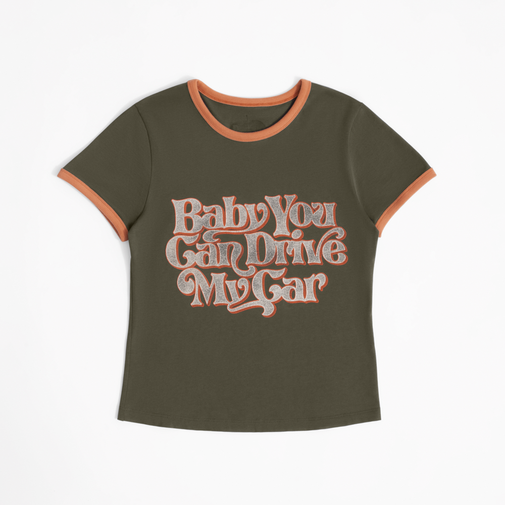 The Beatles - Rubber Soul Baby You Can Drive My Car Slogan Baby Tee