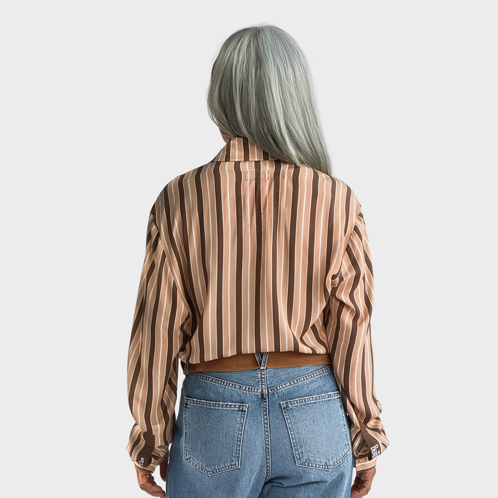 The Beatles - Phix X The Beatles Brown Stripe Point Collar Shirt