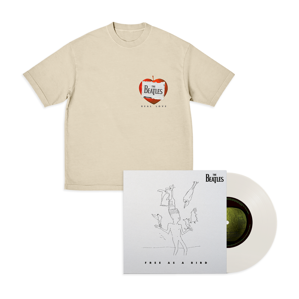 Free As A Bird / Real Love [2025 Mixes]: 7" Vinyl + Real Love T-Shirt
