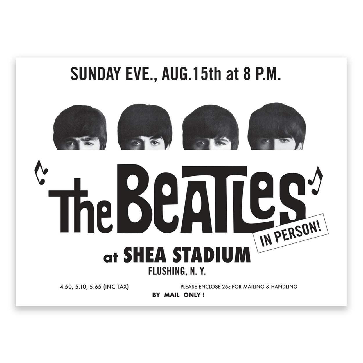 The Beatles - Shea Stadium Anniversary Poster