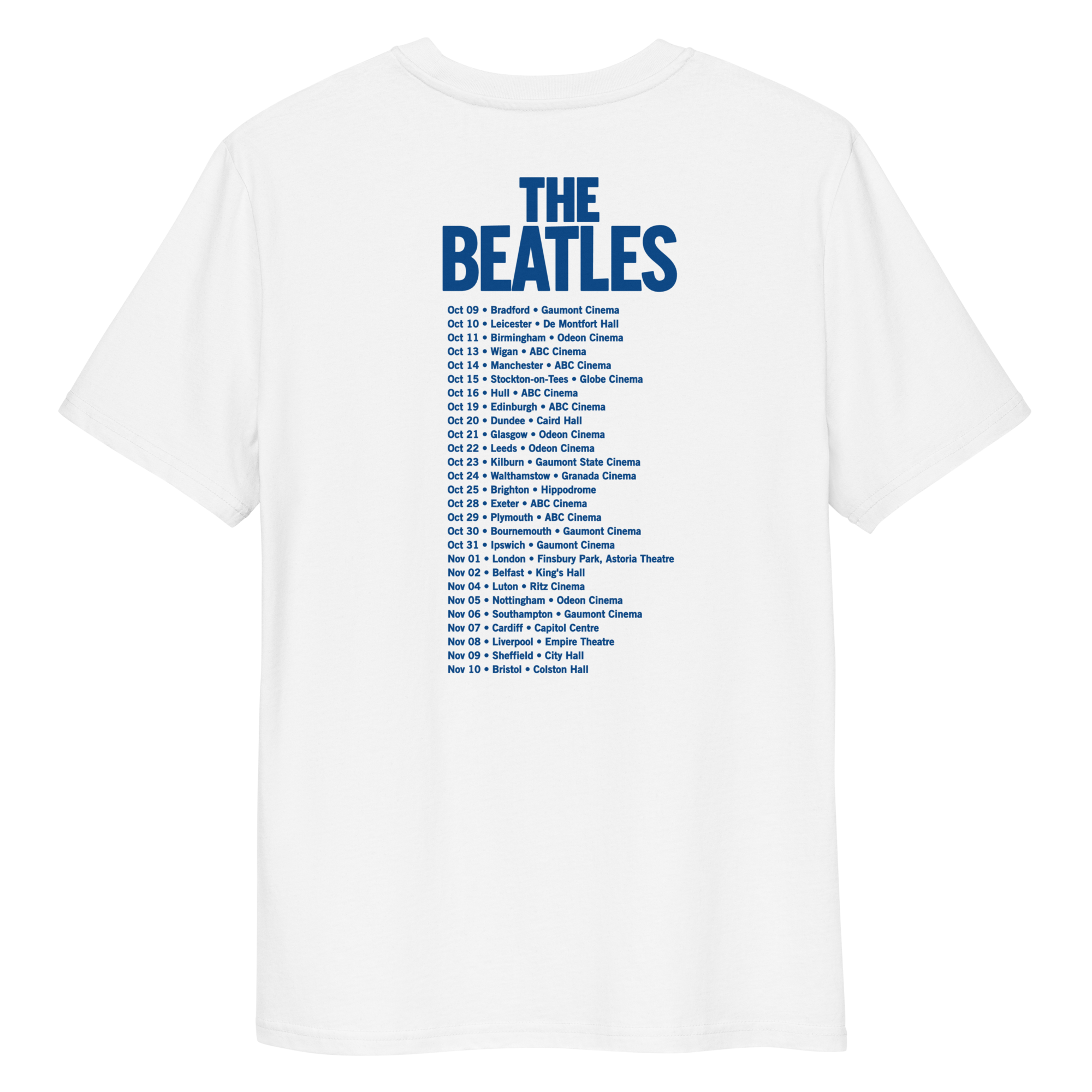 The Beatles - '64 UK Tour Dateback White T-Shirt