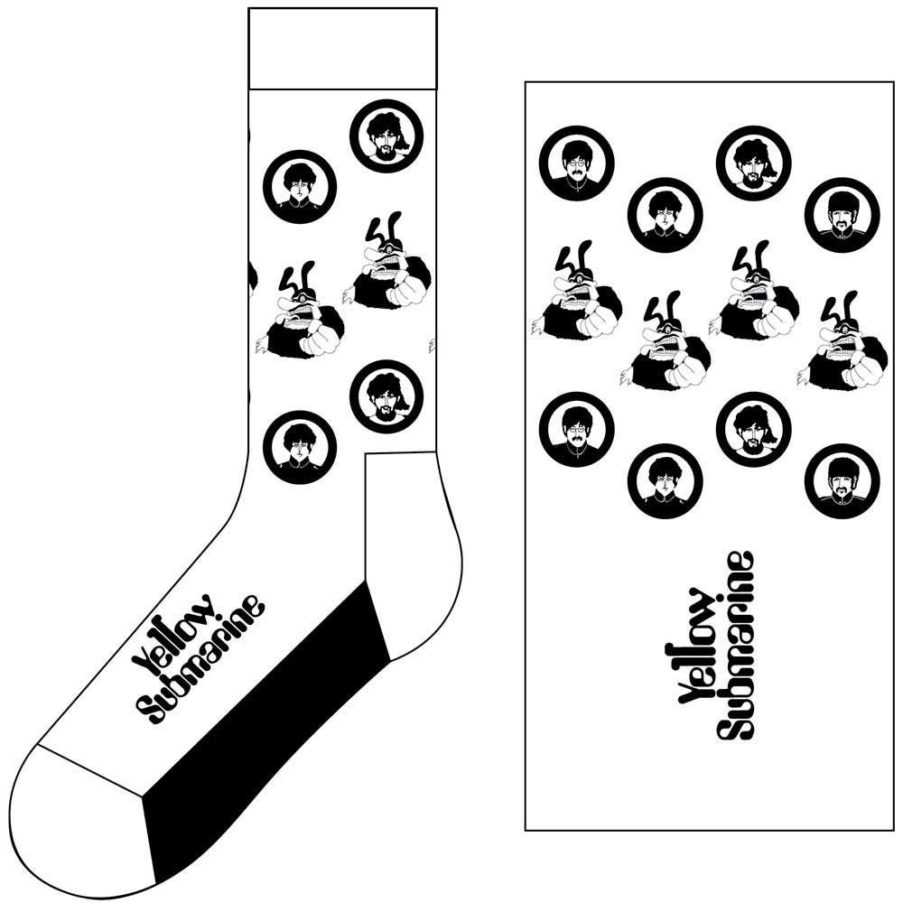 The Beatles - THE BEATLES UNISEX ANKLE SOCKS: BAND & MEANIES MONOCHROME